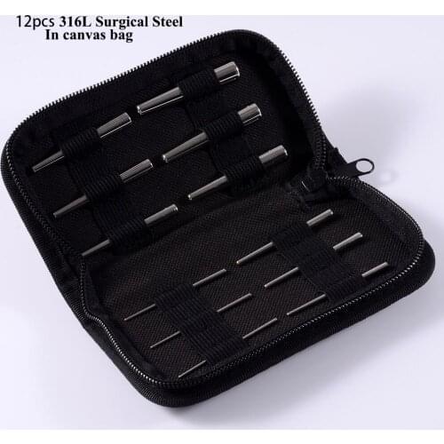 CHUANCI 12pcs/Lot 316L Surgical Stainless Steel Concave Taper Insertion Pins Taper Expander Body Piercing Jewelry