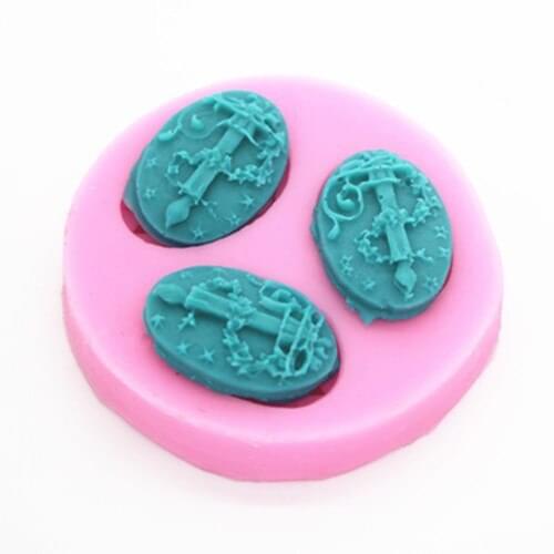 Silicone mold 3 cavity Mini candle pattern oval shape fondant cake chocolate mould Clay craft mold DIY decoration tools