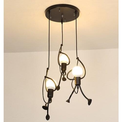 Modern Charming Hanging Chandelier Creative Iron People Lamp Elegant Hanger Luminaire Children Room pendant Lamp Art decoration