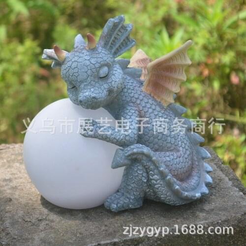 Little Dragon with butterfly Resin Personalized Garden Statue Cute Dragon Furnishings Ornament Home Decor Sculptures
