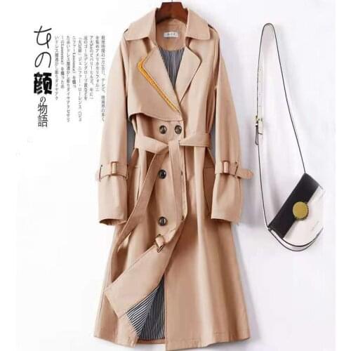 Trench Coat Women Mid-Length Windbreaker 2021 New Spring Autumn Korean Double Breasted Coat Female Coat Belf Lady Jacket Femme
