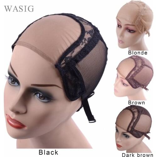 4*4" U Part Wig Caps With Lace Net For Making Wigs With Adjustable Straps Glueless Weaving Caps Mesh Wig Cap
