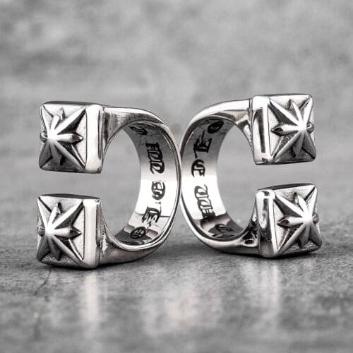 Vintage Gothic Flower Stainless Steel Mens Open Rings Punk Unique for Women Boyfriend Biker Jewelry Creativity Gift Wholesale