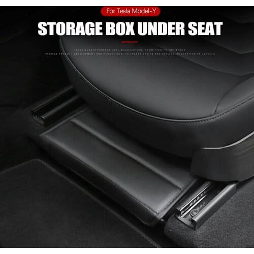 Rear Seat Under Seat Storage Box PU Leather Interior Increase Space Car Accessories Suitable For Tesla Model Y