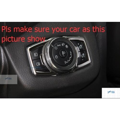Yimaautotrims Stainless Steel Interior Refit Kit For Ford Mondeo / Fusion 2013 - 2018 Headlights Lamps Switch Button Cover Trim