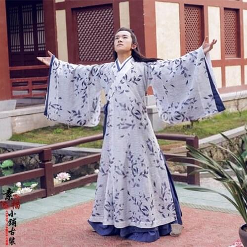 Young Qu Yuan Floral Prints Hanfu Costume Scholar Costume for 2016 Newest TV Play Si Mei Ren Song of Phoenix