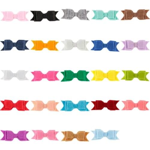 Yundfly 50pcs Boutique Felt Bow For Girls Headband Hair Clips Diy Bowknot For Headwear Hair Accessory
