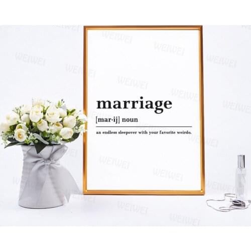 Funny Marriage Definition Art Canvas Painting Modern Minimalism Quote Posters and Prints Gift for Her Bedroom Wall Art Decor