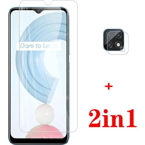 Realme c 21 glass 2in1 camera protectors for oppo realme realmi real mi c21 21c phone screen film cover realmec21 6.5'' fundas