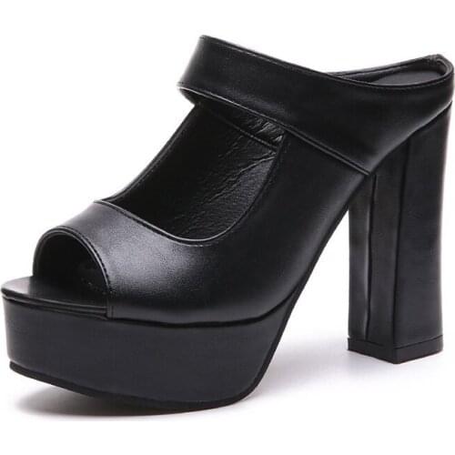 Women Sandals Platform Thick-High Heels Shoes Black Gladiator Sandalia Feminina Summer Wedge Heel Sandalias Mujer Size 35-39