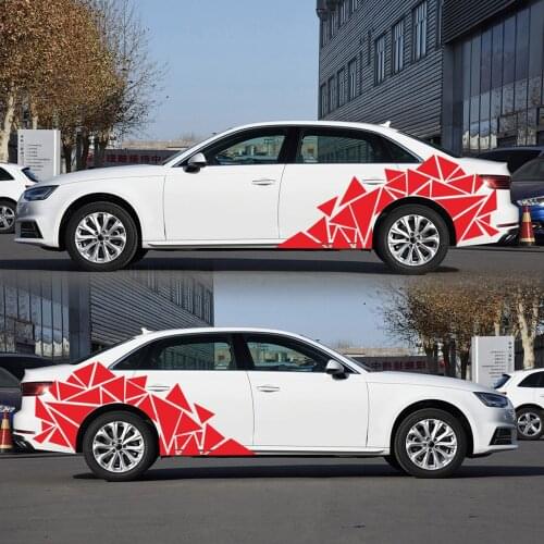 2 PCS Triangles Vinyl Car Body Stickers Long Stripe Door Sticker Vinyl Sports Racing Decals Decorative DIY Car Body Decoration