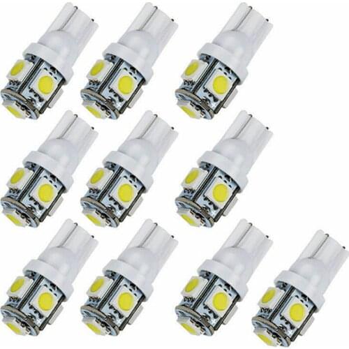 10Pcs White T10 Wedge 5-SMD 5050 5W5 LED License Plate Bulbs Indicator Light