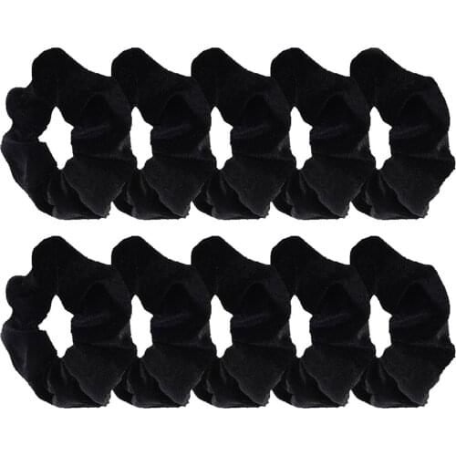 10 Pack Black Velvet Scrunchie Hair Elastics Hair Bobbles Hair Bands
