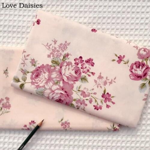 100% cotton twill elegant Peach with pink Purple rose flower floral fabrics for DIY kids bedding apparel dress handwork decor
