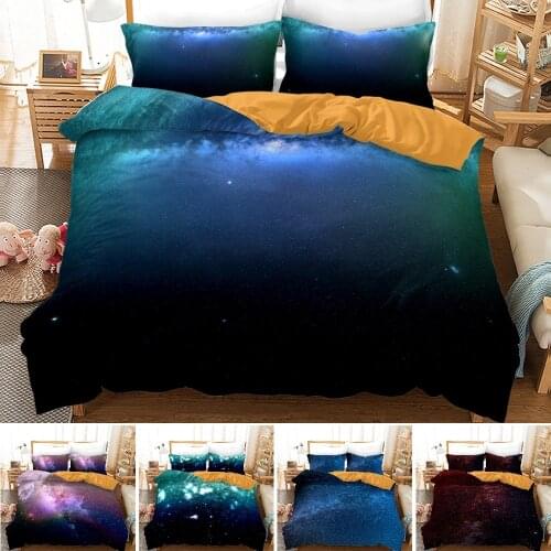 New Fashion HD Digital Galacy Print Bedding Sets Duvet Cover+ Pillowcase 2/3pcs queen bed set EU/AU/US size