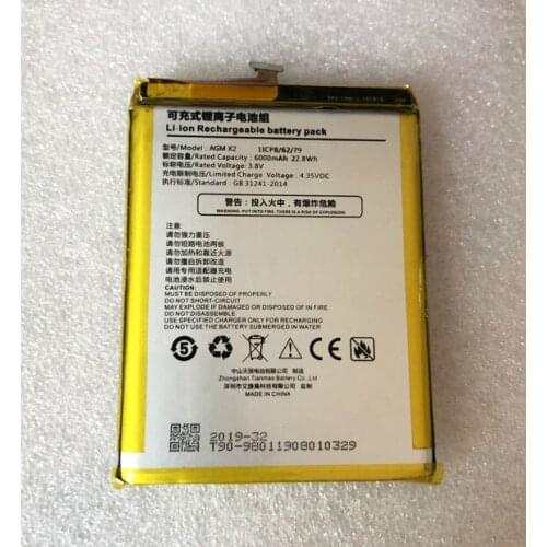 Original AGM X2 phone battery 6000mah 3.8V for AGM X2 phone battery