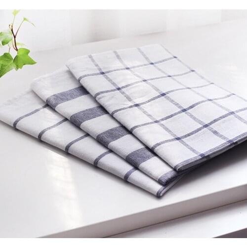 100% Cotton Placemat Kitchen Accessories Blue Striped Plaid Japan Zakka Style Drink Coasters Table Mat 50*65cm Cup Dining Mats