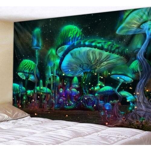 Colorful abstract psychedelic tapestry mushroom hippie witchcraft meditation tapestry family dormitory fancy bohemian decoration