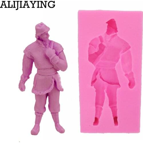 M0147 Cartoon Snow man handsome cowboy Silicone Fondant Soap 3D Cake Mold Cupcake Jelly Candy Chocolate Decoration Baking Tool