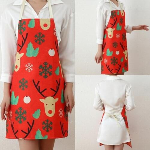 Oil-proof Festive Xmas Themed Lovely Cooking Apron Fabric Kitchen Apron Widely Used for Kitchen