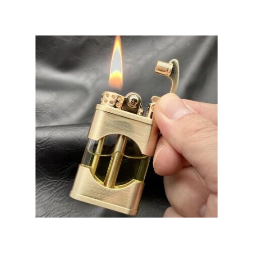 ZORRO Metal Kerosene Lighter Transparent Fuel Tank Retro Grinding Wheel Gasoline Lighter Smoking Set Cigar Tool Gift