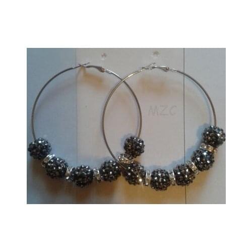 Min.$15 Mixed Order+Free Shipping+Free Gift. Gray Silver Plated Spacer Hoop Basketball Wives Earrings For Women h5dt
