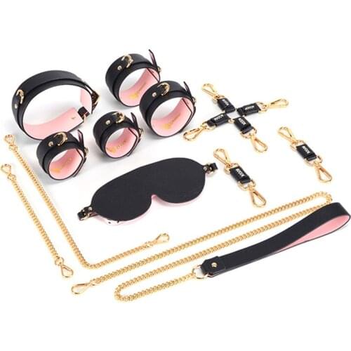 Slave Real Leather BDSM Sex Toys Kits Bondage Handcuffs Ankle Cuff Hog Tie Restraints Set Punishment Roleplay Rope Adult Games