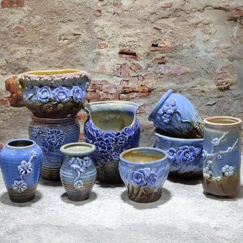 New handmade three-dimensional pinching ceramic fleshy flower pot home garden master cliff old pile flower pot creative flower