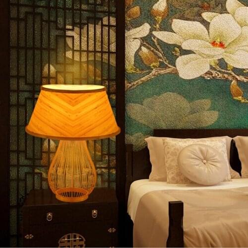 Original bamboo table lamp bedroom bedside dining room balcony study creative lighting desk lamps table light ZA81022