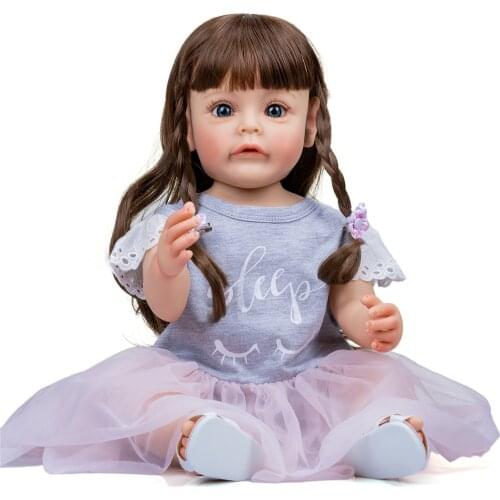NPK 55CM FUll body Silicone Reborn Toddler Girl Princess Sue-Sue Hand-detailed Painting Toy for Girls