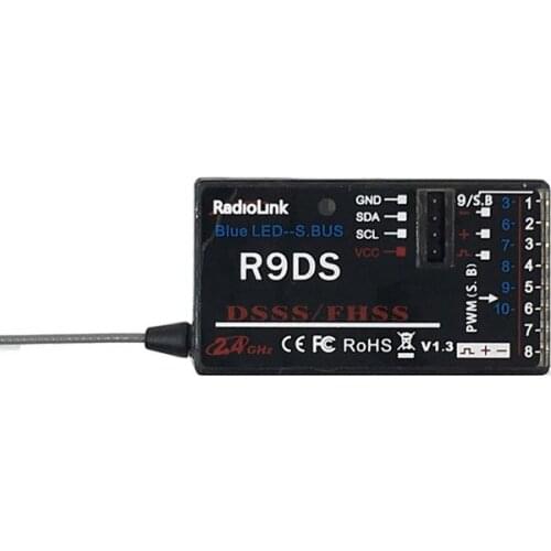 R9DS 2.4G 9CH DSSS Receiver for RadioLink AT9 AT10 Transmitter RC Helicopter Multirotor Support S-BUS