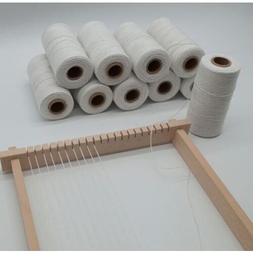 2 Roll 1mm White Pure Cotton Loom Warp Thread Yarn for Weaving Carpet Tapestry K43D