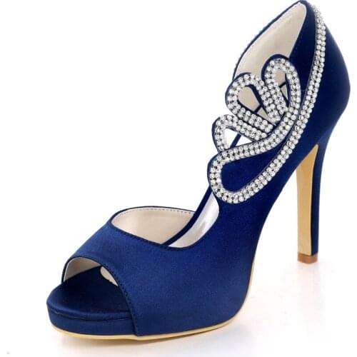 Creativesugar crystal rhinestone flower sexy satin evening dress shoes open toe empty side lady high heels bridal wedding pumps