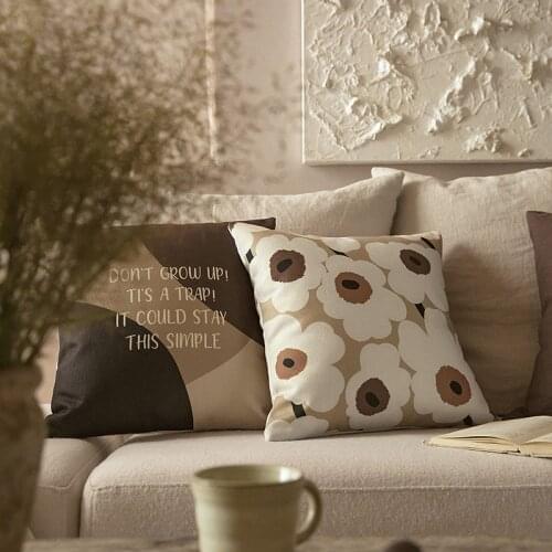 Nordic Flower Pillow Case Brown Colorways Message Pillowcase Back Support Pillow Cushion Cover Bed Room Decorative Home Decor