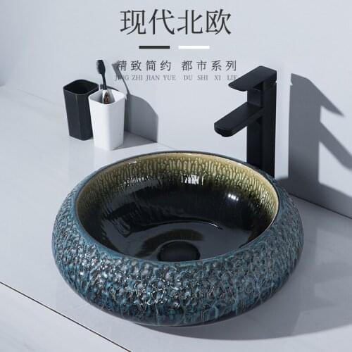 Light luxury exquisite table basin single basin creative art ceramic washbasin bathroom washbasin outdoor balcony washbasin