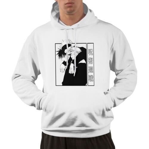 Anime Manga Jujutsu Kaisen Pocket Hooded Sweatshirt Men Autumn Cotton Velvet Fleece Hoodie Handsome Yuji Itadori Sukuna Pullover