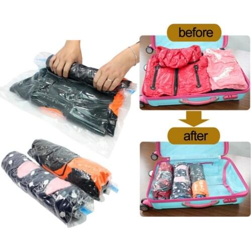 New Vacuum Bag Storage Bag Hand Roll Transparent Clothes Storage Bag Travel Space Saving Bag Vacuum Compression