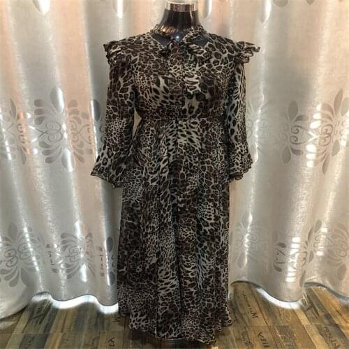 Fashion Abaya Women Dubai Turkey Islam Muslim Hijab High Waist Long Dress Leopard Printing Robe Femme Kaftan Vestidos Y1177