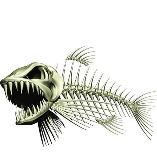 20cm Scary Skeleton Fish Fishing Car Stickers Auto Decals 3D Car Styling Motorcycle Car Decal Accessories