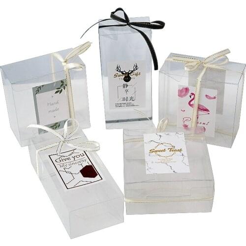 200pcs 2 Size PVC Clear Transparent Box Gifts Birthday Wedding Favor Holder Chocolate Candy Boxes Event Sweet Biscuits Box