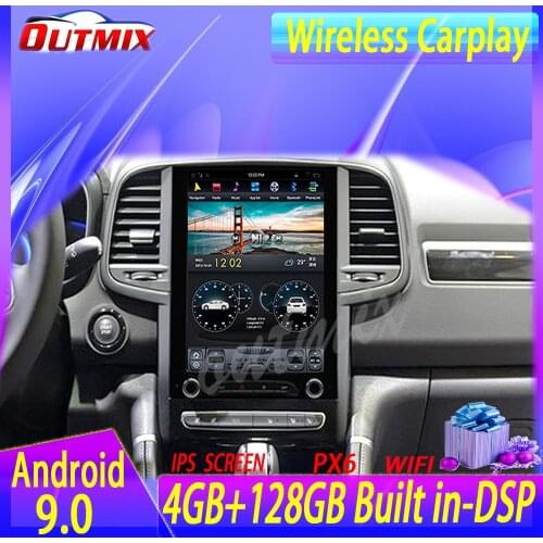 4+128G Tesla Carplay Screen For Renault KOLEOS/megane 4 2016 2017 2018 2019 Android 9 Multimedia Player GPS Audio Radio Stereo