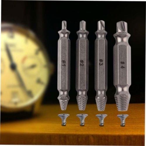 4pcs Steel Broken Speed Out Damaged Screw Extractor Drill Bit Guide Set Broken Bolt Remover Easy Out Set
