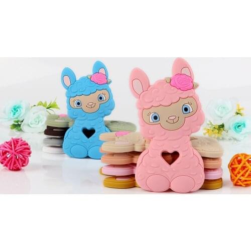 Kovict 5/10/20pcs New Cute Cartoon Sheep Silicone Teether Chewing Pandent Accessories DIY Jewelry Pacifier Clip Teething Toy