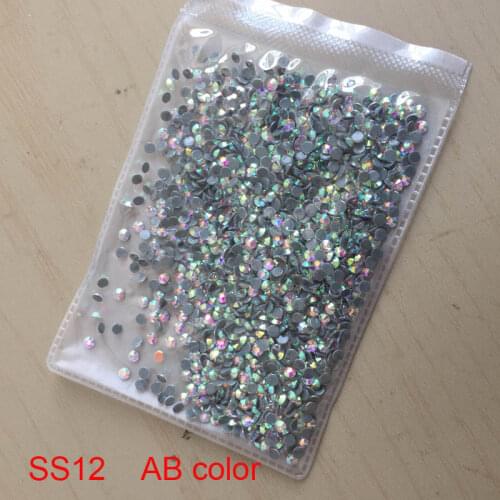 5bag/lots Crystal AB SS12 DMC Hot Fix Rhinestone Crystal Flatback Loose Strass Rhinestone for clothes bags accessaries