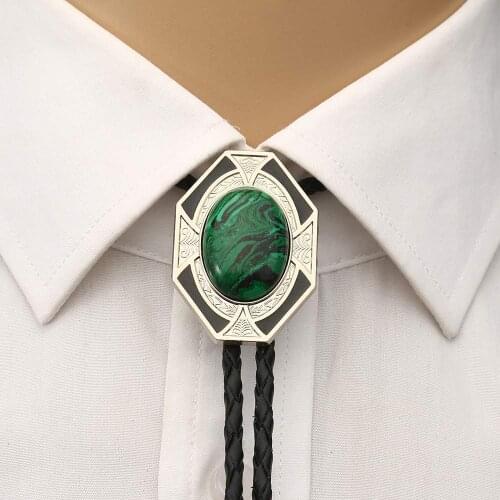 11 colors six side malchite nature stone bolo tie for man handmakde Indian cowboy western cowgirl zinc alloy necktie