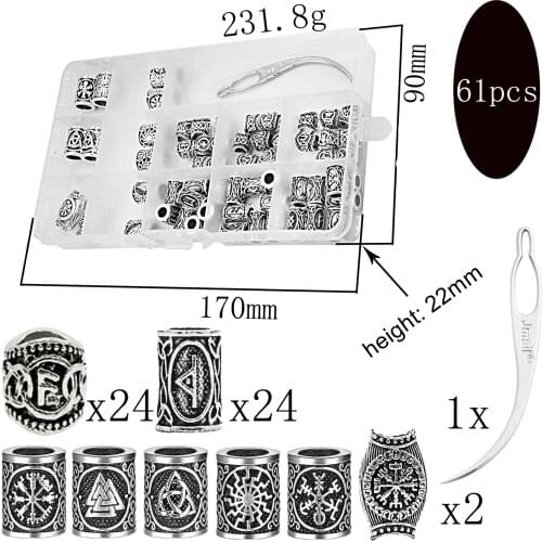 Viking Beard Beads Antique Norse Hair Tube Beads Dreadlocks Beads for Hair Braiding Bracelet Pendant Necklace Silver DIY