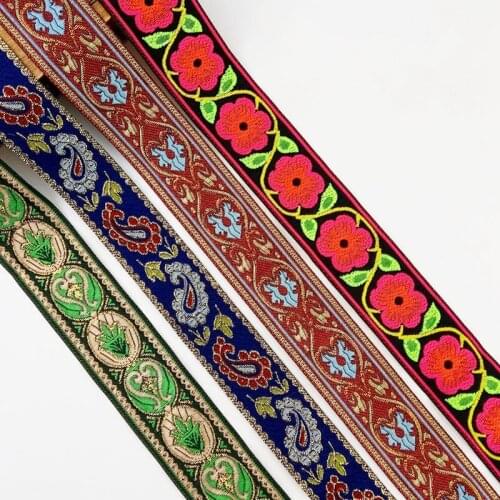 7m Woven Jacquard Ribbon Trims Geometric Totem Pattern for Curtain and Clothing Accessory Lace Fabric Floral Embroidered Decor