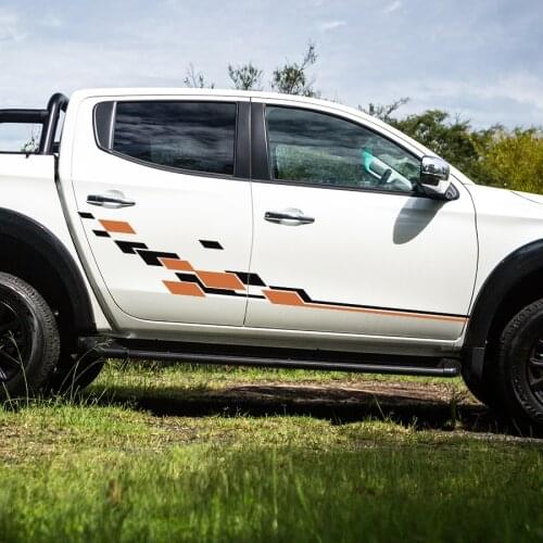 Car decals car body side checks racing styling graphic vinyl car sticker fit for mitsubishi l200 triton 2015 2016 2017 2018 2019