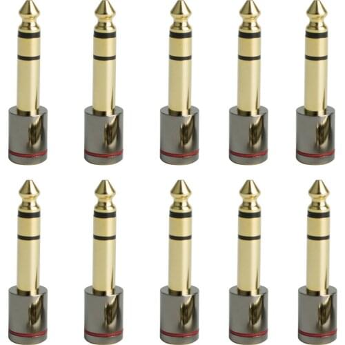 Bescoos 10Pcs 3.5mm to 6.5mm Audio Adapter Electronic Organ Drum Amplifier Speaker Microphone Phone Headset Conversion Plug