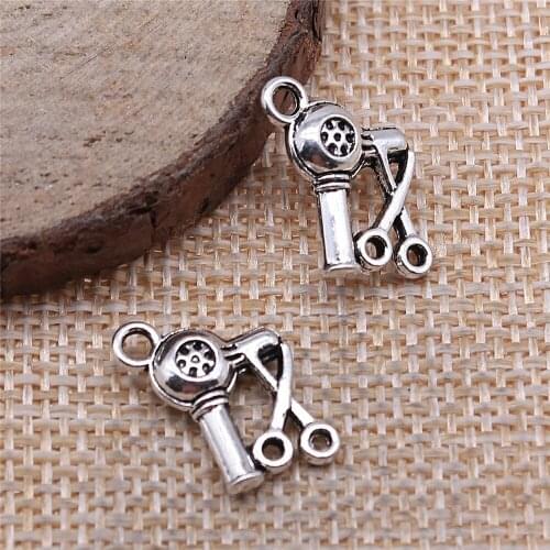 Free shipping 50pcs 13x11mm antique silver Hair dryer scissors charms diy retro jewelry fit Earring keychain hair card pendant